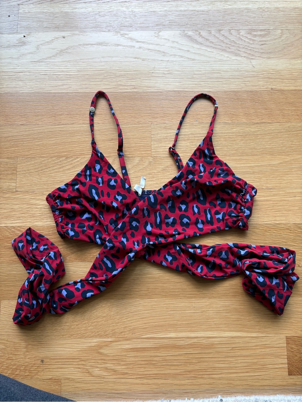 Stella McCartney Red & Black Leopard Print Bandeau Bralette